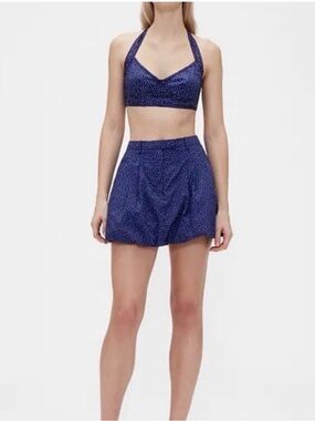 GAP Navy Blue white Polk dot Mini Bubble Skirt
